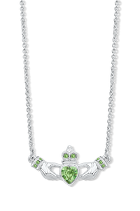 Claddagh Necklace with Peridot Crystals