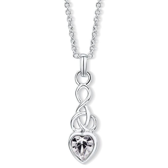 Celtic Heart Pendant with Clear Crystal