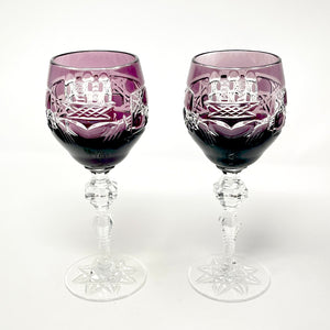 Amethyst Claddagh Hock Wine Glasses - 50th Anniversary LIMITED EDITION